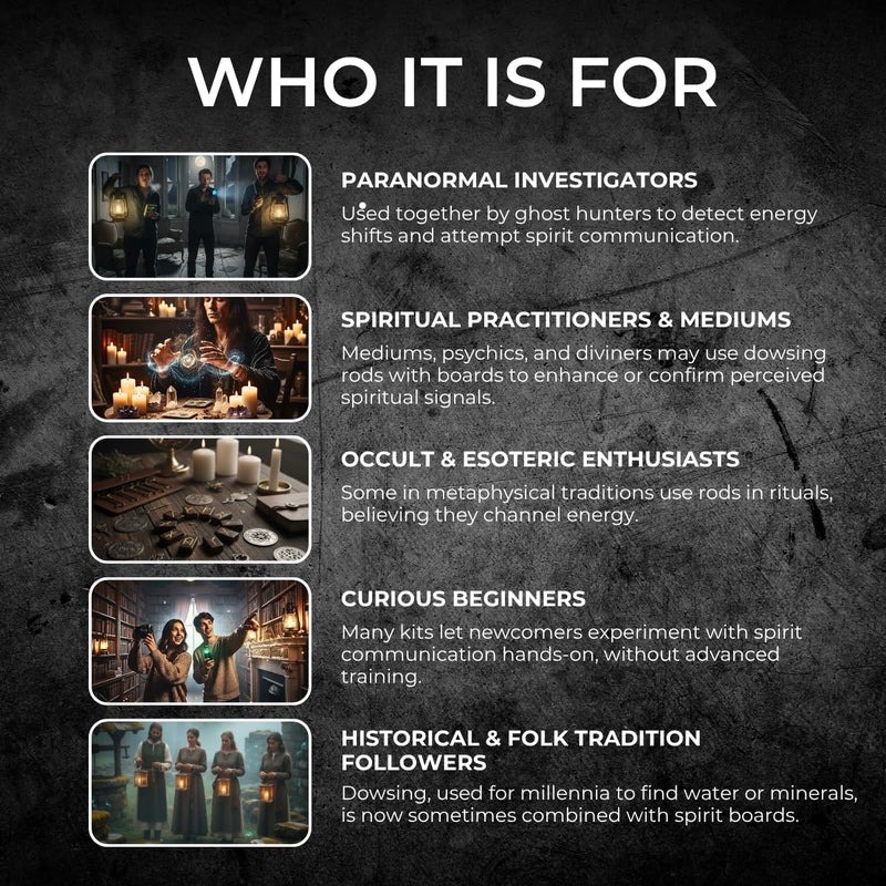 US Ghost Adventures طقم قضبان البحث عن الأشباح - قضبان نحاسية، بندول، لوحة رسائل روحية للتحقيقات الخارقة للطبيعة - Image 5